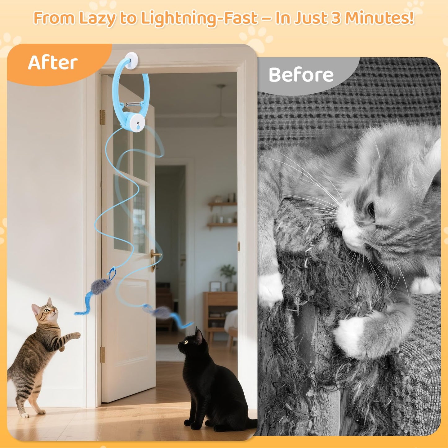 COSOWO Automatic Interactive Cat Toys for Indoor Cats Electric Wand