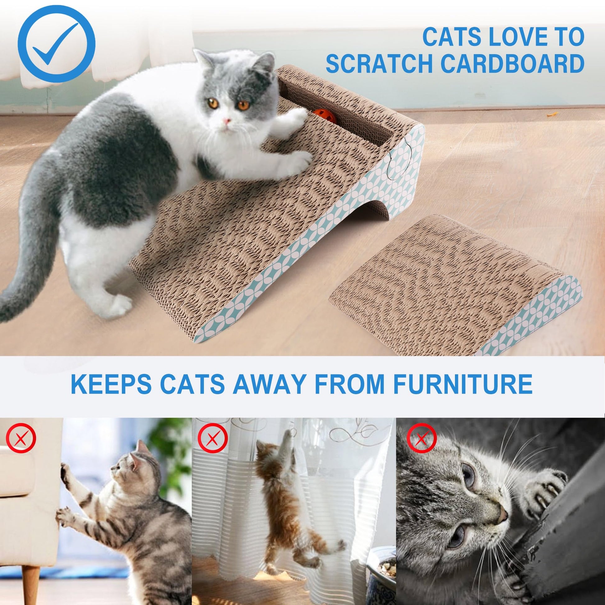 PrimePets Cat Scratcher Cardboard with Catnip, Removable Sofa