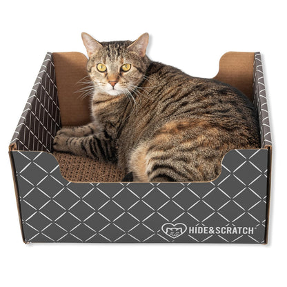 Hide Scratch Cardboard Cat Scratcher Box Bed Diamond, Double-Sided Pad