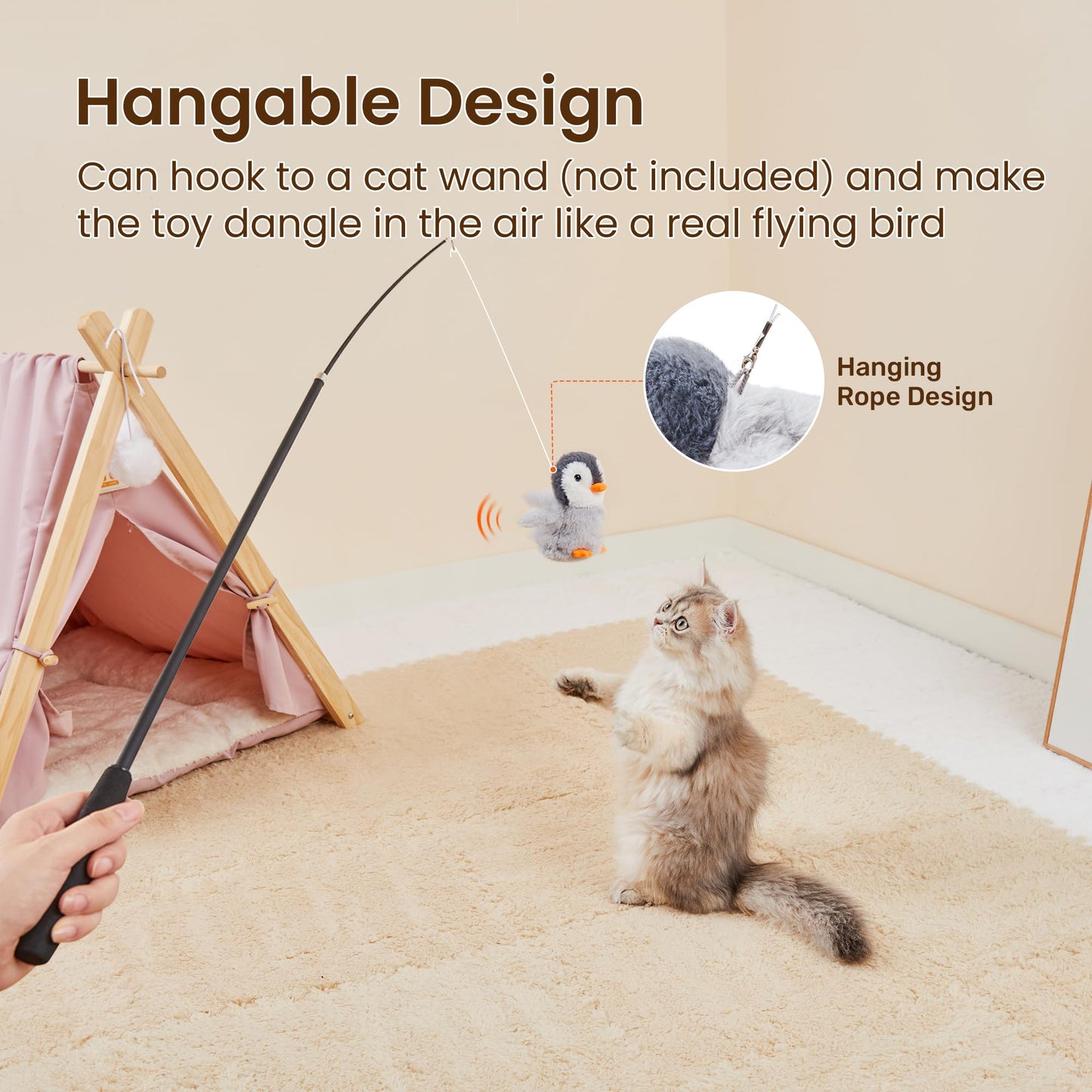 Potaroma Flapping Cat Toys Emperor Penguin, Rechargeable, Catnip