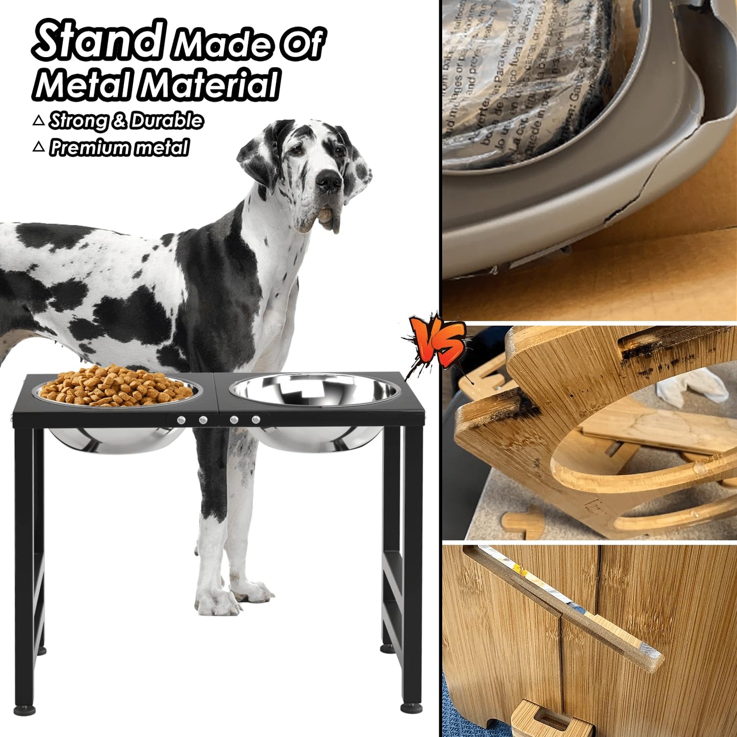 Metal Elevated Dog Bowls for Large Extral Large Breed Raised Dog Bowl