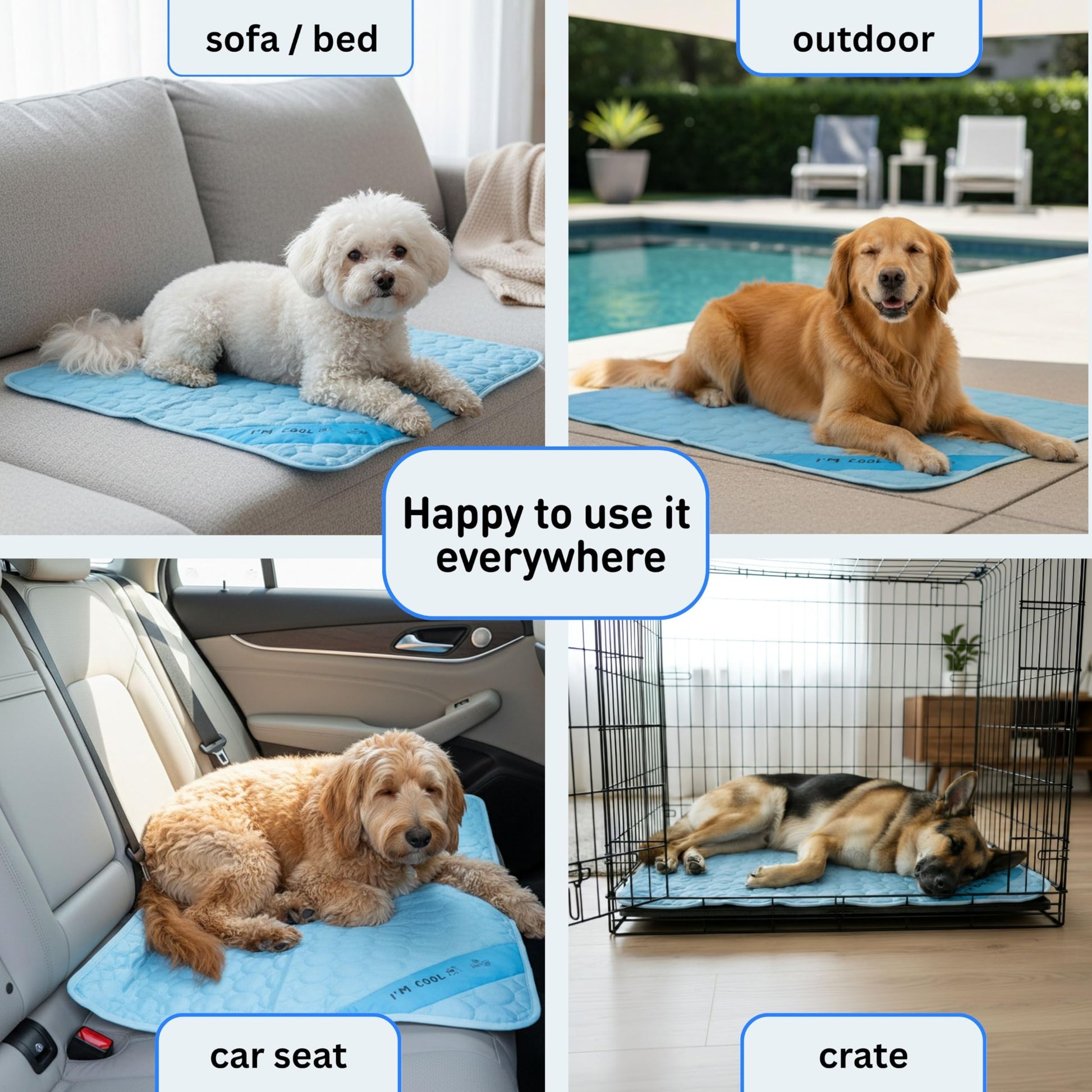 INSPECTOR TAIL Dog Cooling Mat No Freeze Needed, Self-Cooling Pad Bed