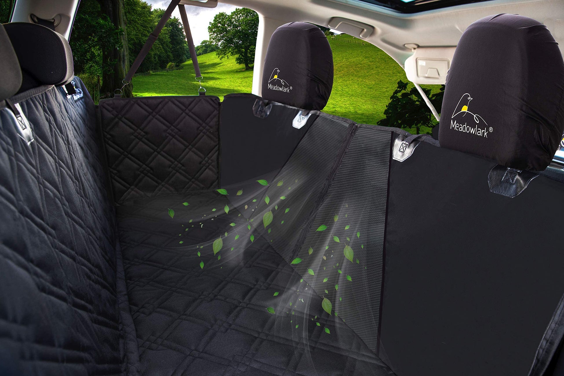 Meadowlark Dog Car Seat Cover with Mesh Window, Heavy-Duty Pet Seat