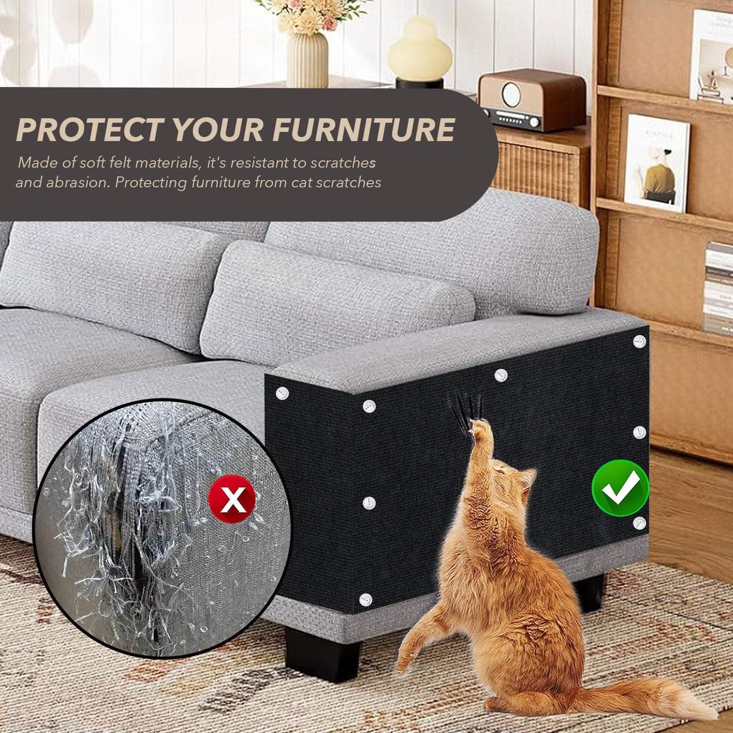 Bumaigo X15.8" Cat Scratching Mat, Self-Adhesive Cats Carpet, DIY Mat