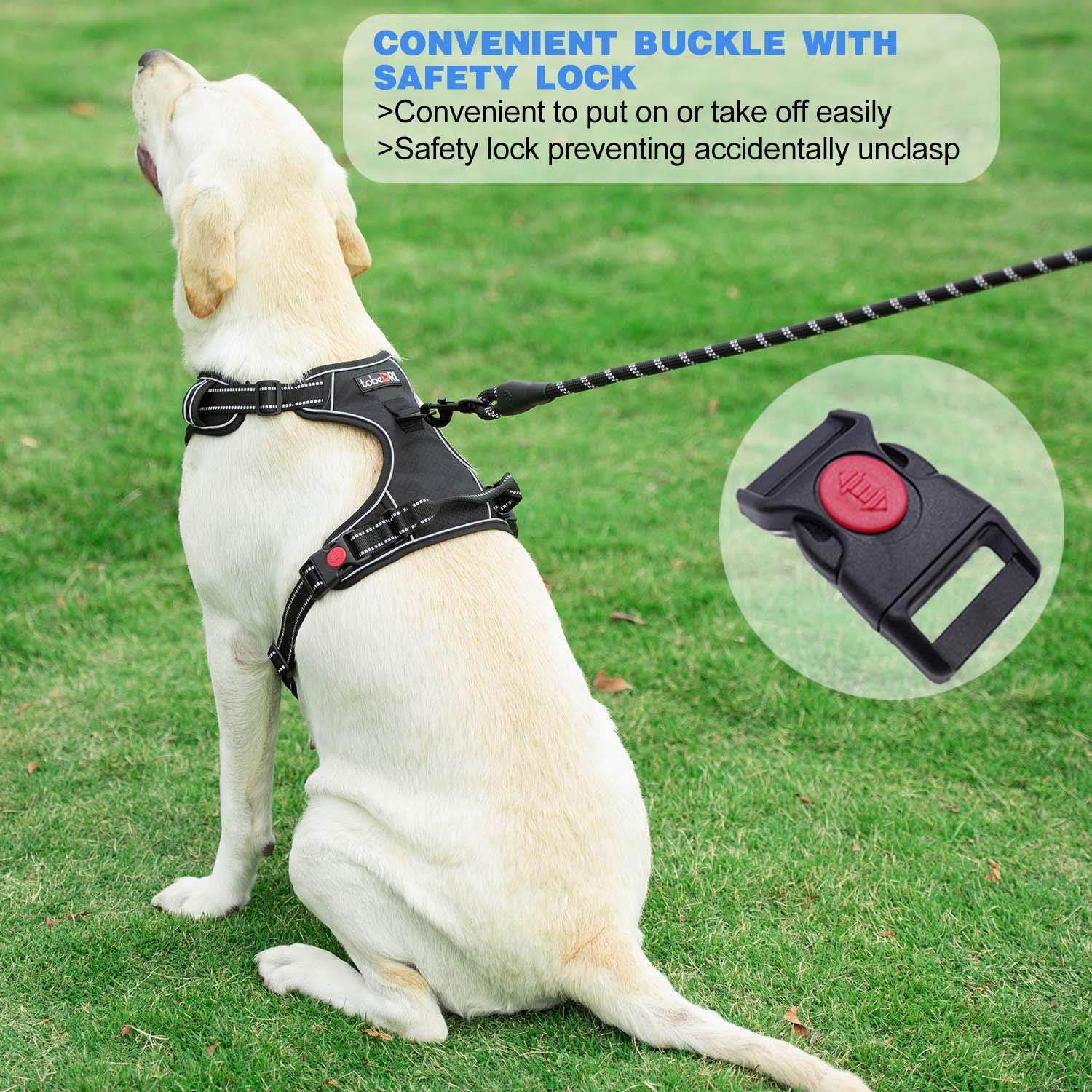 No Pull Dog Harness Adjustable Reflective Oxford Easy Control Leash