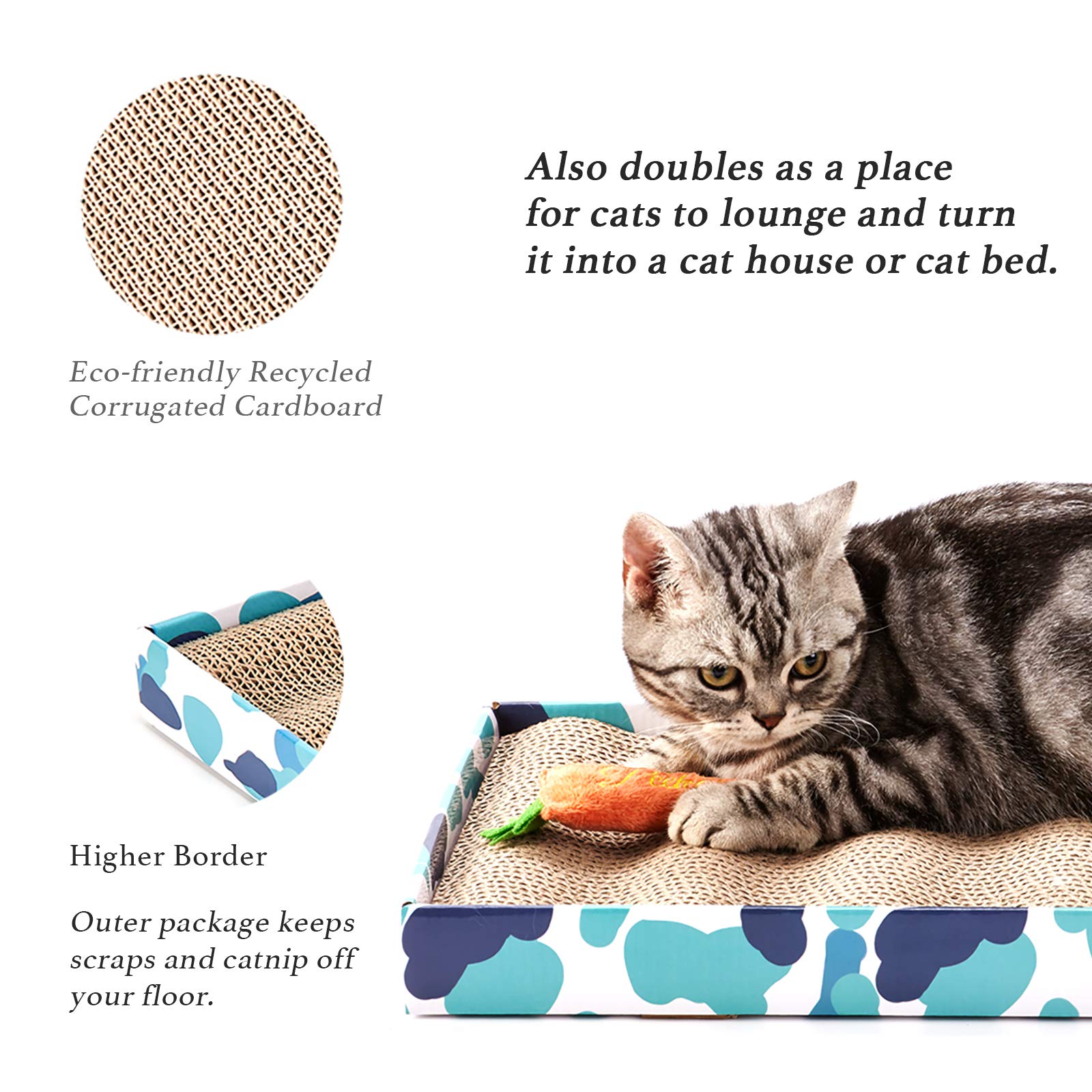 PEEKAB Cat Scratcher Cardboard Reversible Scratching Board Kitty Pad