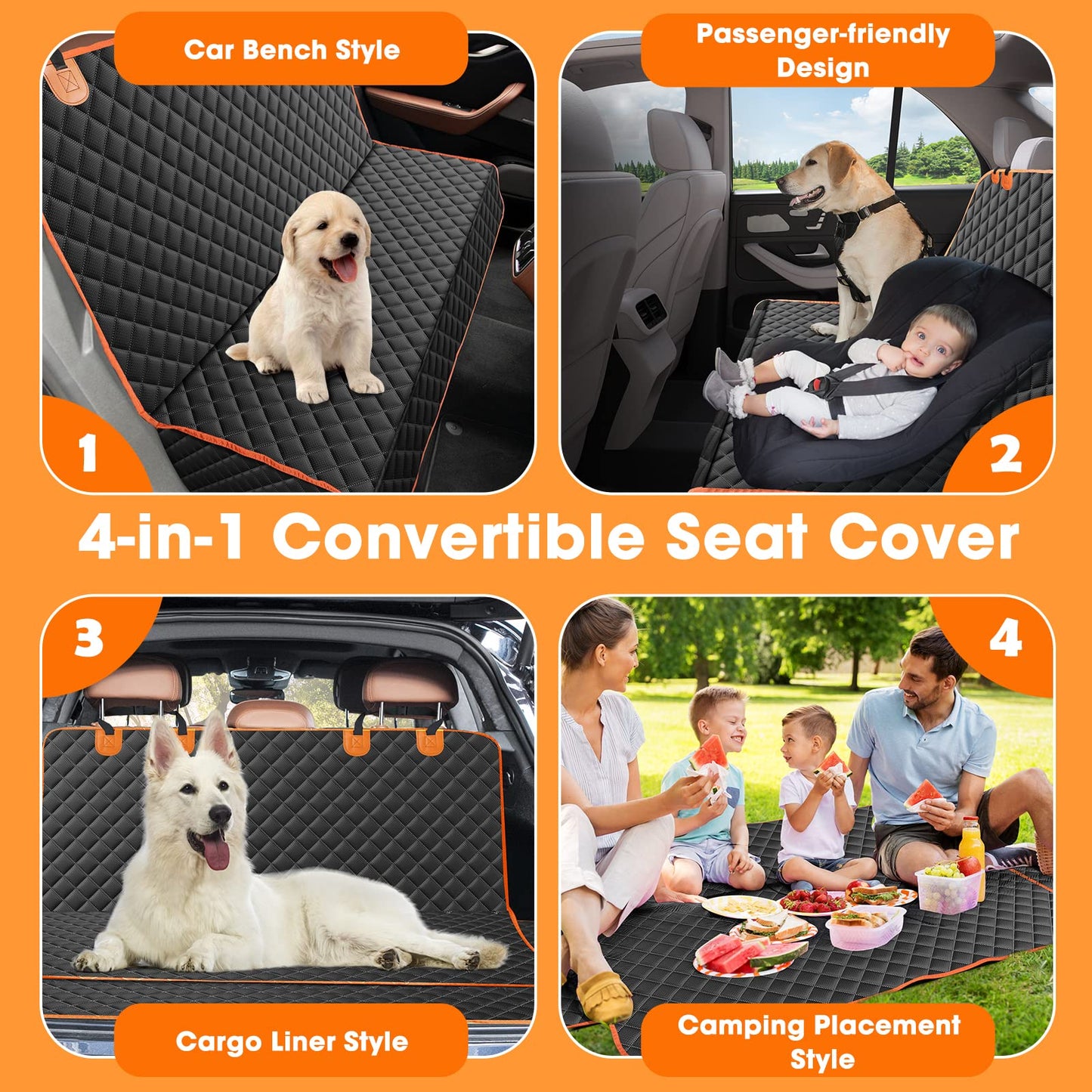 MIXJOY Dog Seat Cover for Back Seat Waterproof Dog Seat Covers Seat