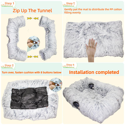 XxingSheep 4 Cave Shuttled XL Cat Tunnel Bed for Indoor Cats Bed