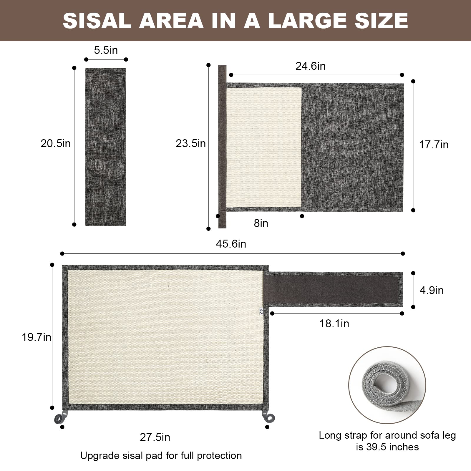 Upgraded Cat Scratch Sisal Sofa Protector,Furniture Couch Cover