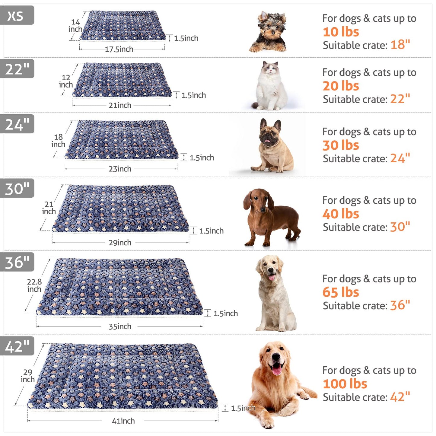 Mora Pets Dog Bed Crate Pad Ultra Soft Pet Bed with Cute Star Crate