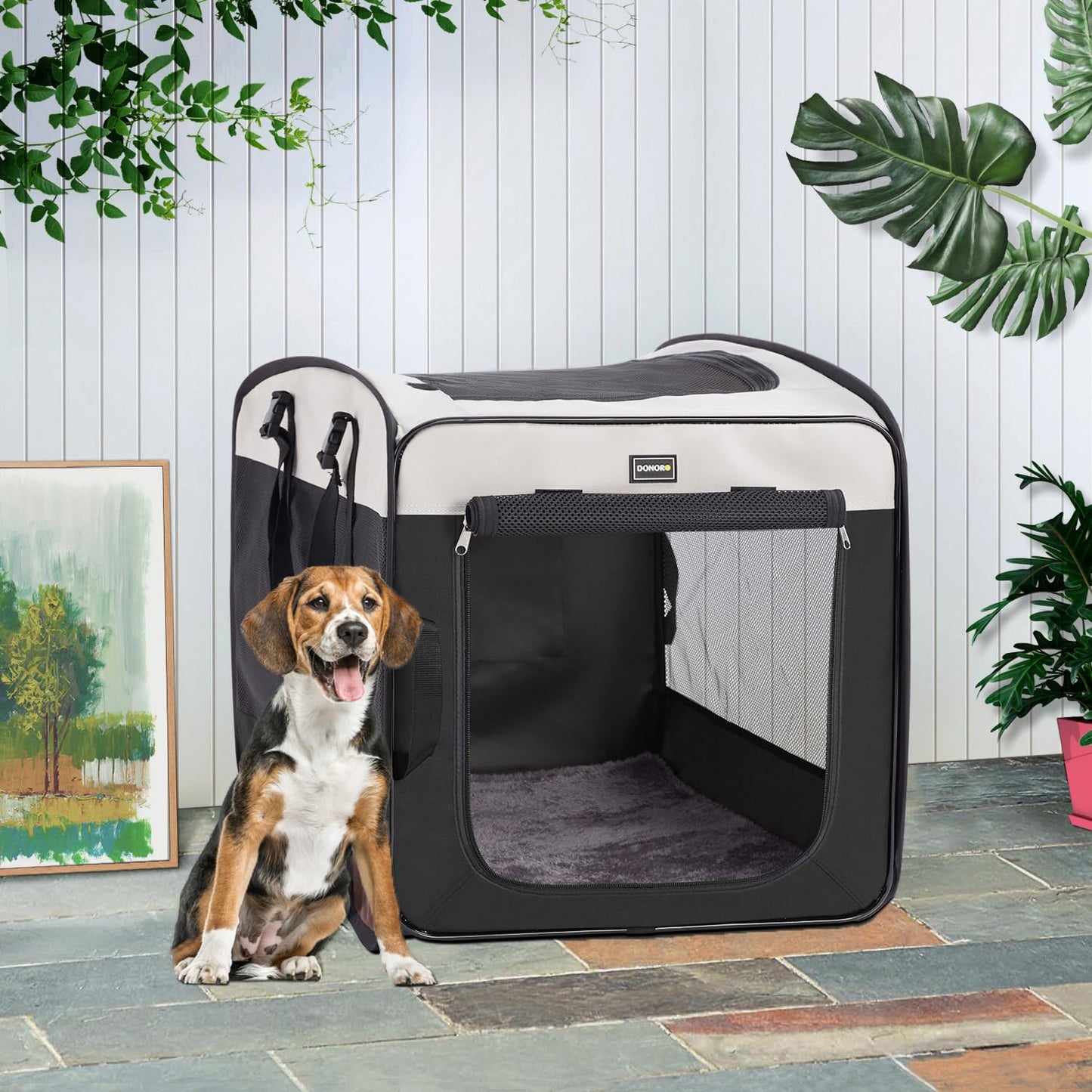 DONORO Dog Kennels and Crates for Medium Dogs, Portable Pop Up Bag