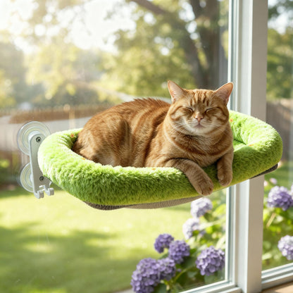 Cordless Cat Window Perch, Foldable Cat Window Hammock, 4 Cushion