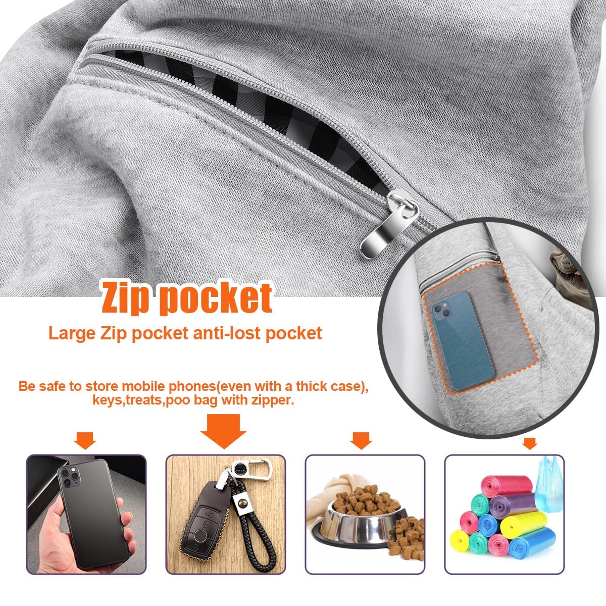 Tomkas Small Dog Sling Carrier Cat Sling Carrier Zipper Pocket Carrier