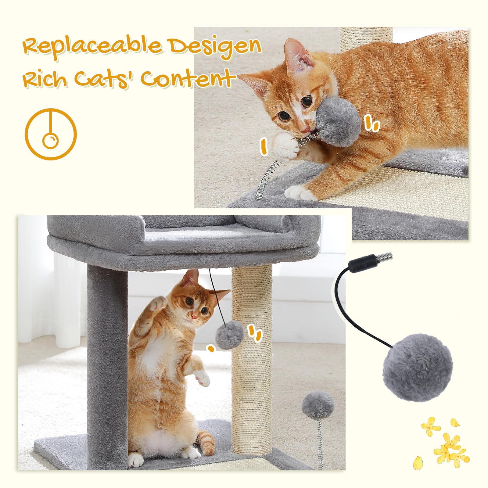 PAWZ Road Cat Scratching Post Bed, Small Cat Tree Tower