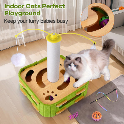 GLYVIAN Cat Puzzle Box Toy for Indoor Cats Boredom Relief Balls