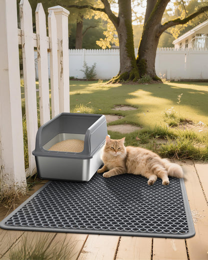 Powools Cat Litter Mat 30" x 24" Large Litter Box Mat with Double Mat