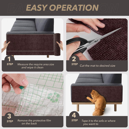 X15.8" Cat Scratching Mat, Self-Adhesive Cat Scratch Carpet, DIY Mat