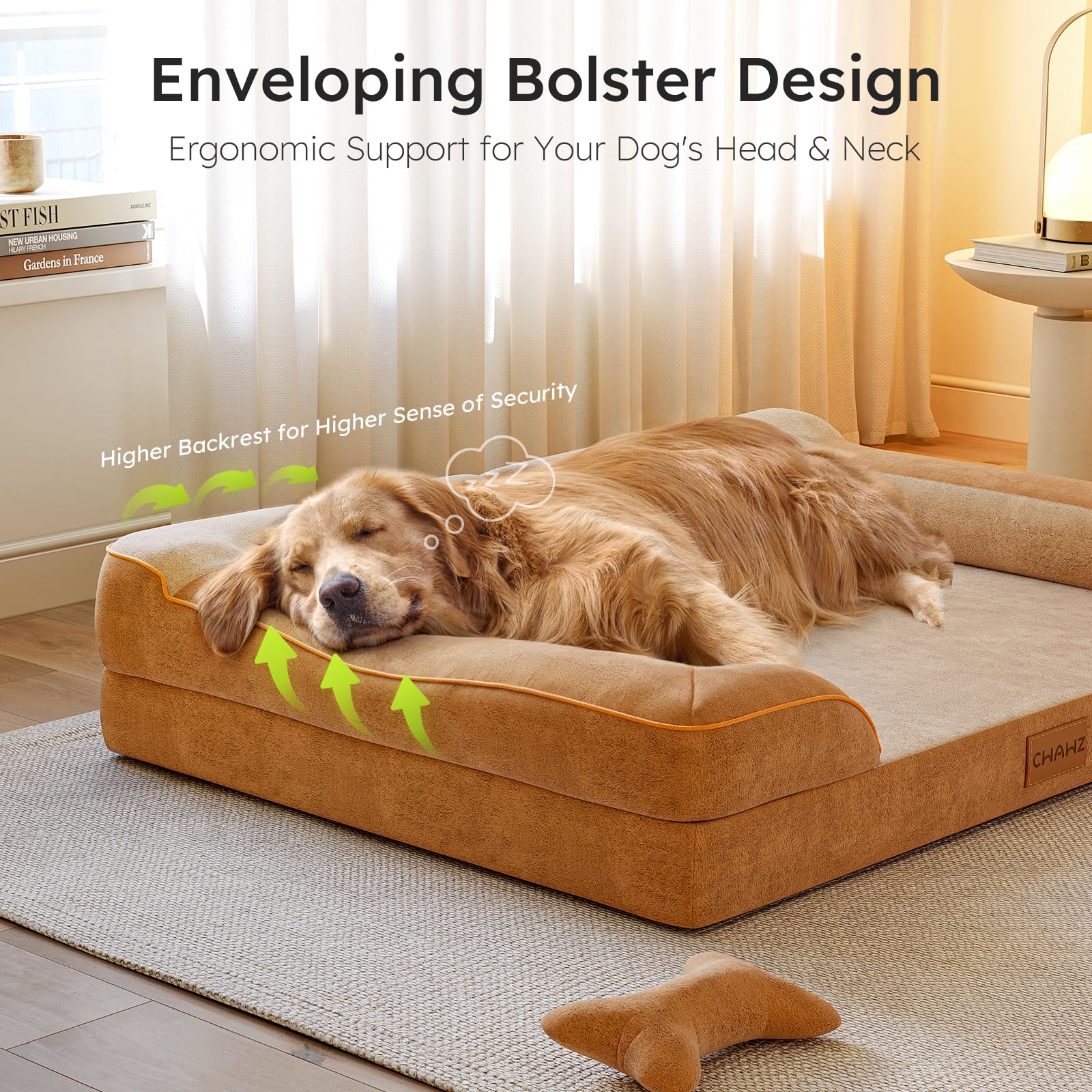 CWAWZ Extra Large Dog Bed, Orthopedic Dog Beds with Cooling Gel Bed