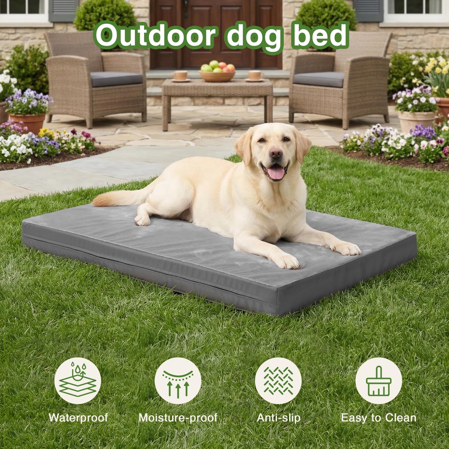 Waterproof XXXL Dog Beds Large Sized Dogs, Outdoor Washable Crate Bed