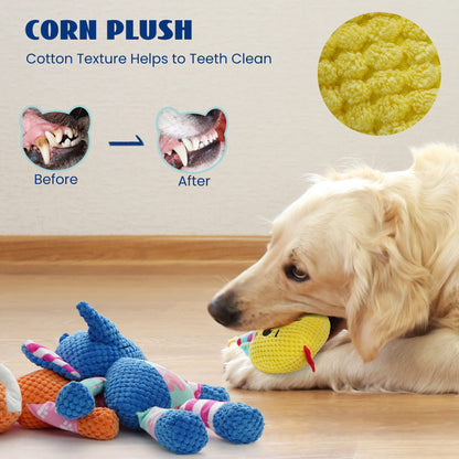 Nocciola Stuffed Crinkle Squeaky Dog Toys: 5 Pack Cute Animal Plush