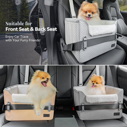 PETSFIT Dog Booster Car Seat, Waterproof PU Leather Dog Car Seats Seat