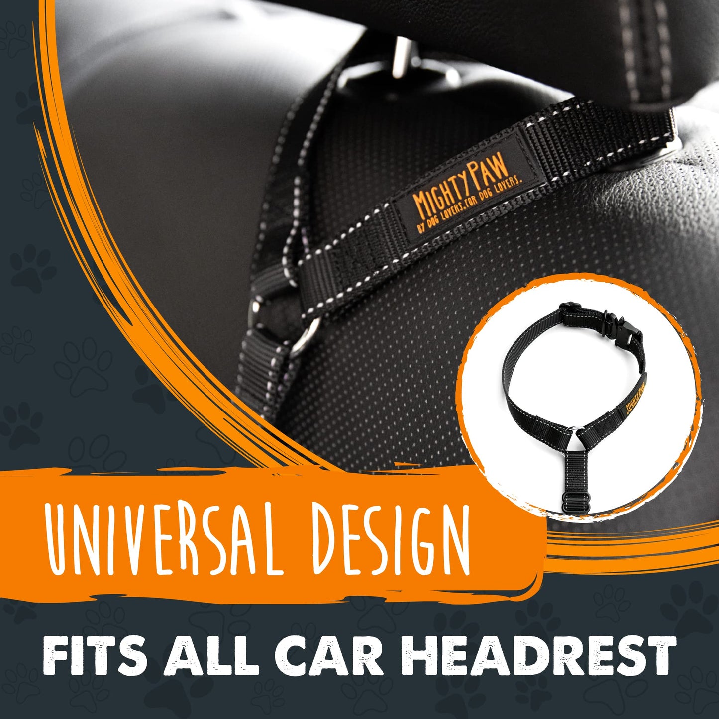 Mighty Paw Dog Seat Belt For Car Headrest Distraction Free Harness
