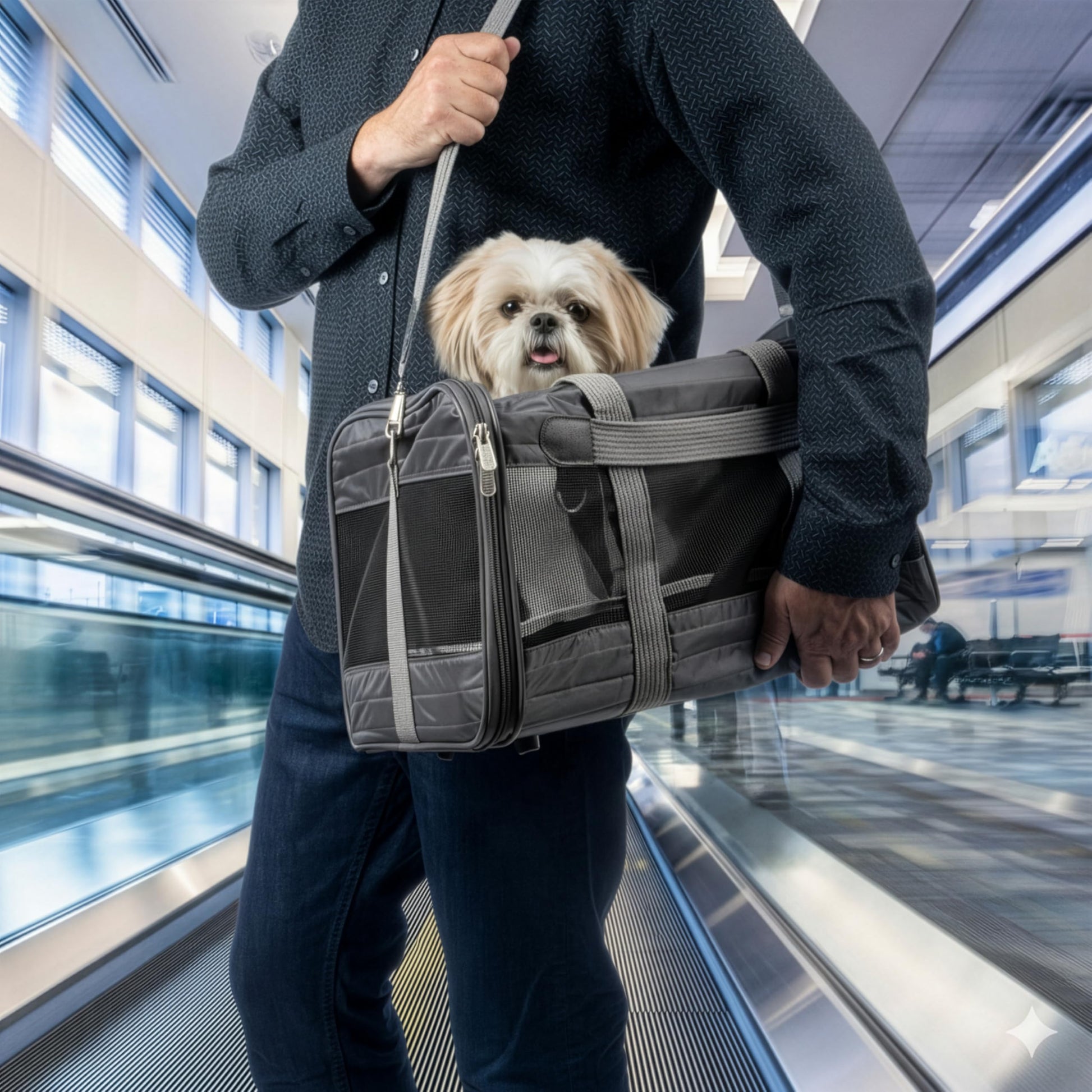 Sherpa Pet Carrier Airline Approved with Spring Wire Frame Cat Carrier