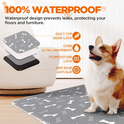 Baodan Washable Pee Pads for Dogs, 2 Pack Large Reusable Puppy Mat