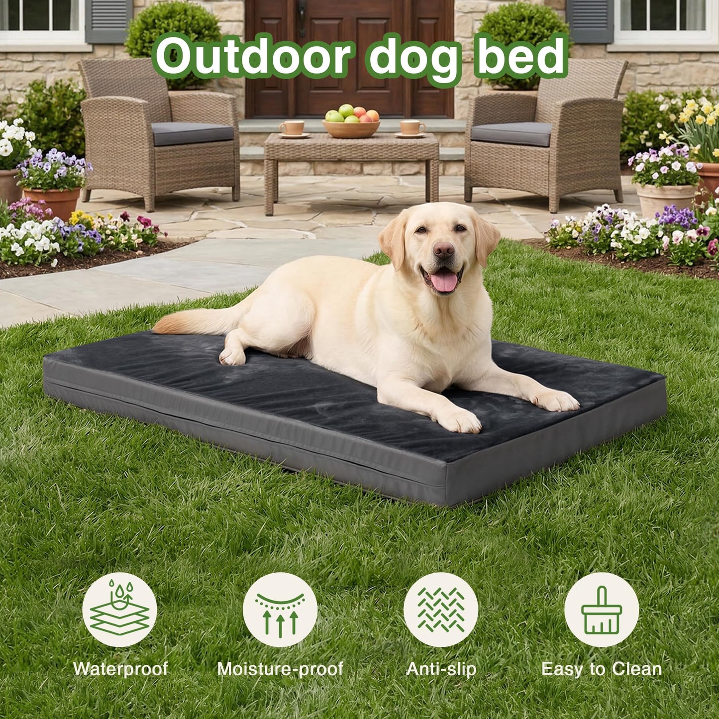 Waterproof XL Dog Beds Large Sized Dog, Orthopedic Washable Crate Bed