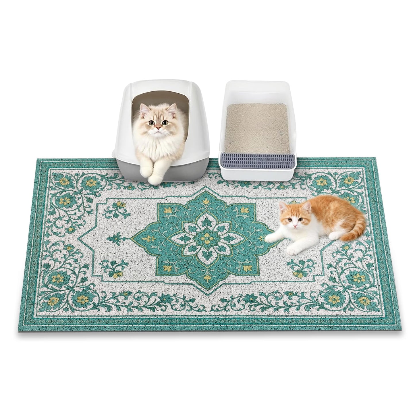 YOSEPATI Cat Litter Mat, 35" x 23" Litter Box mat, Traps Litter