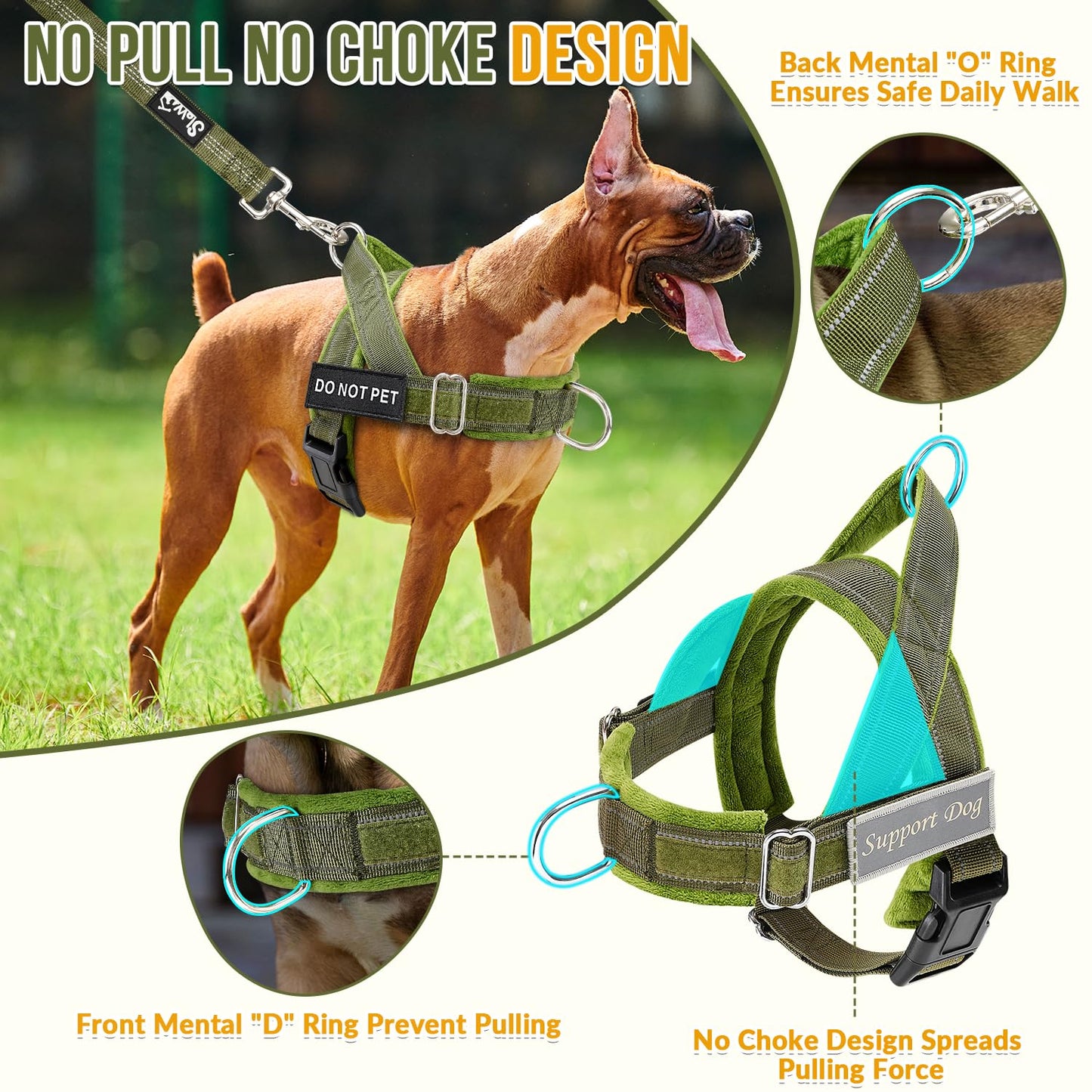 Lukovee No Pull Dog Harness Leash Set Heavy Duty Dog Vest Harness