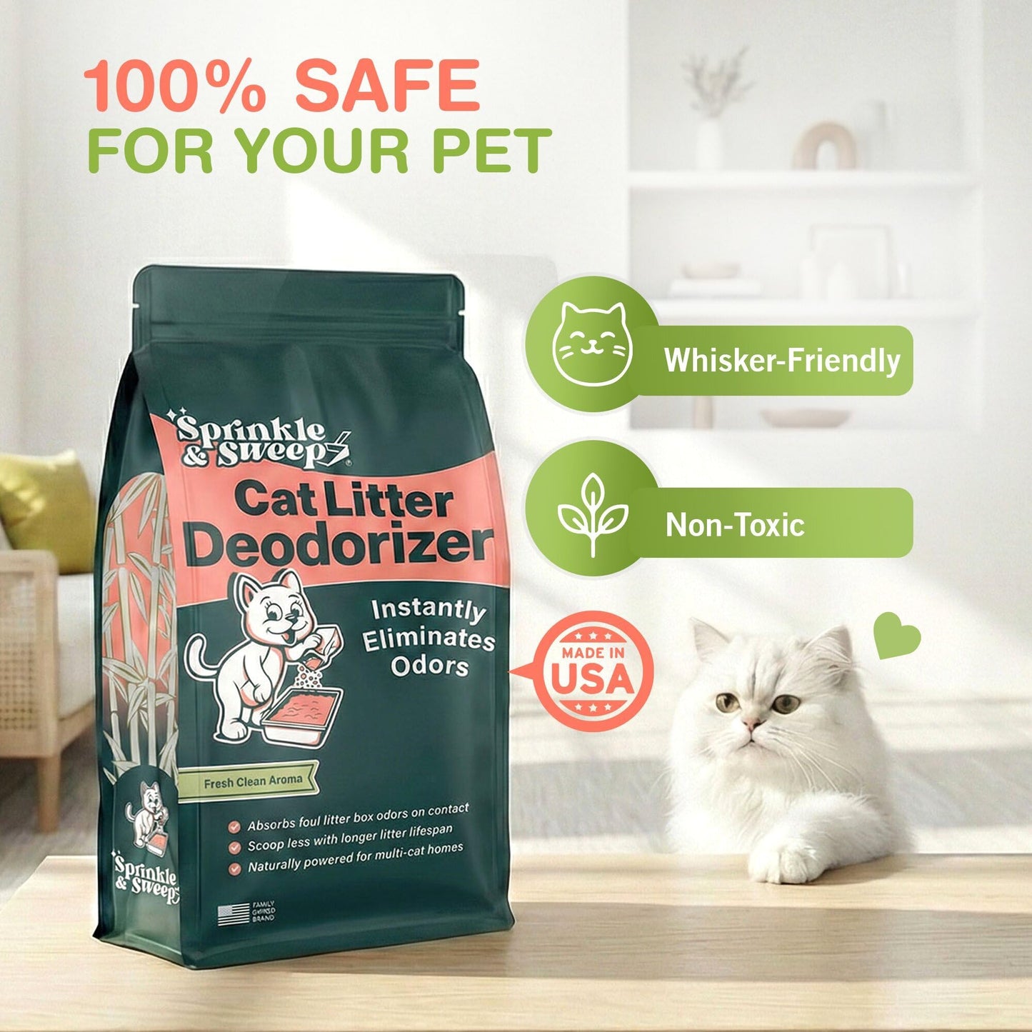 Sprinkle Sweep: Litter Box Deodorizer 4 Pack, Bags Cat Kitten Home Box