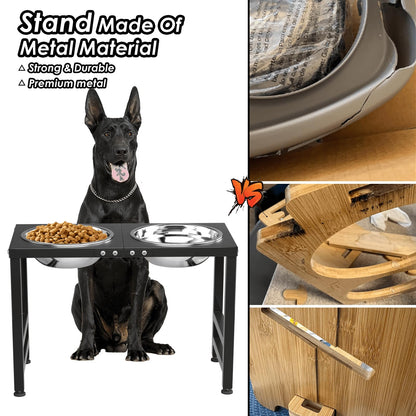 ADENGL Metal Elevated Dog Bowl for Large 𝐋𝐚𝐫𝐠𝐞 Raised Bowl Stand Mat