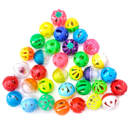 CHIWAVA 48 Pack Plastic Noisy Cat Toy Balls with Bell Kitten Balls
