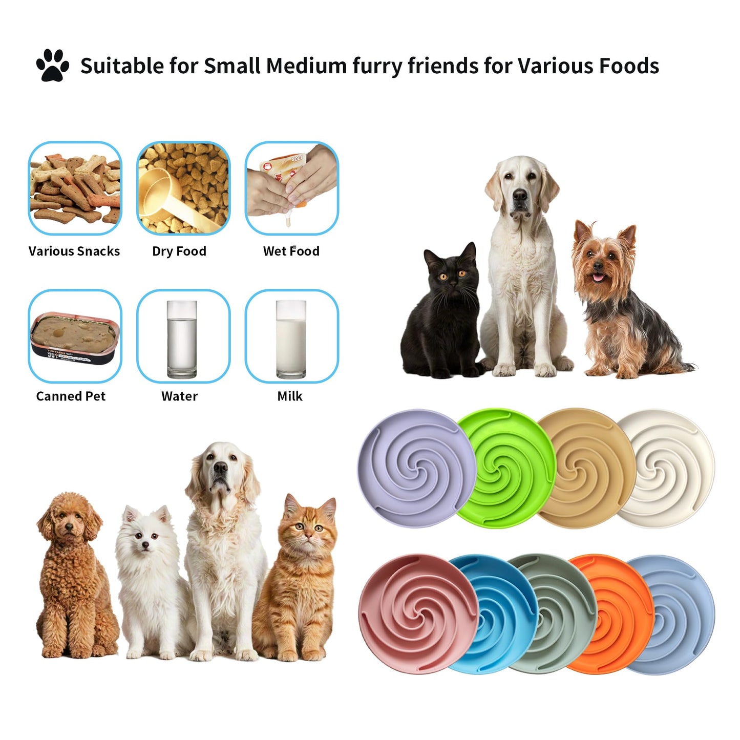 Bifeaw Slow Feeder Dog Bowls, Dishwasher Microwave Safe Puzzle