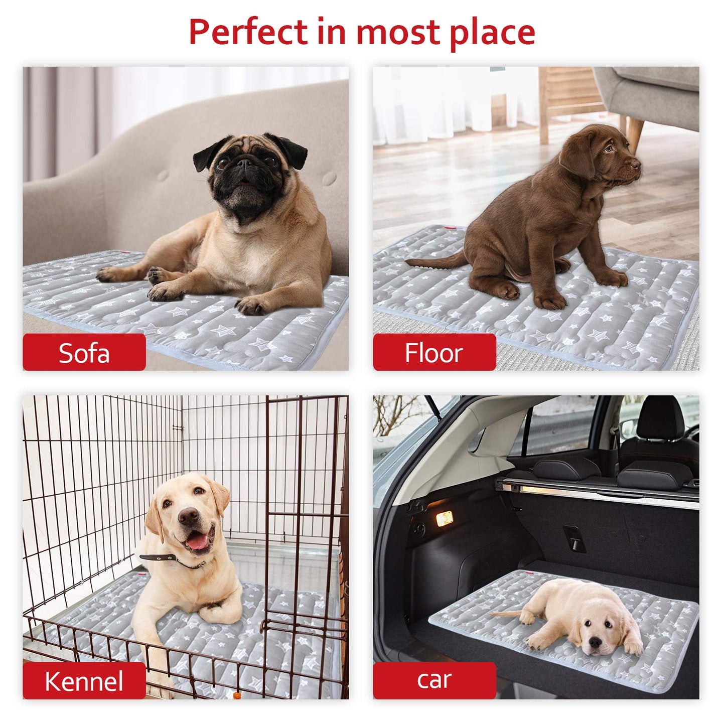 Moonsea Dog Crate Mat (24" X 18") 2 Pack, Soft Bed Mat with Cute Bed