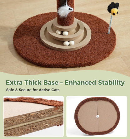 Made4Pets 35" Tall Cat Scratching Post with Sisal Rope, Balls