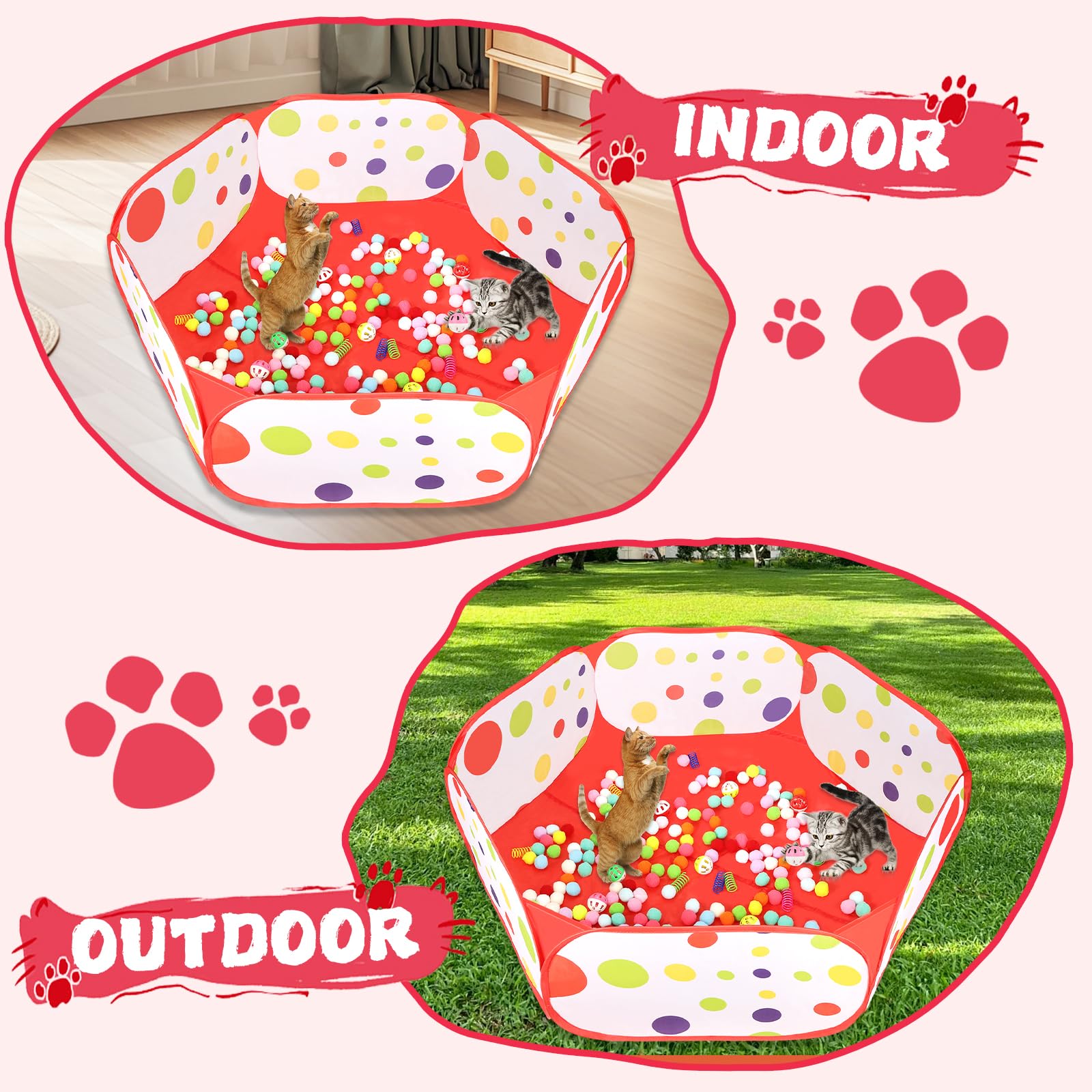 Cat Ball Pit Include 200 Pom Pom Balls 10 Jingle Balls and 12 Balls