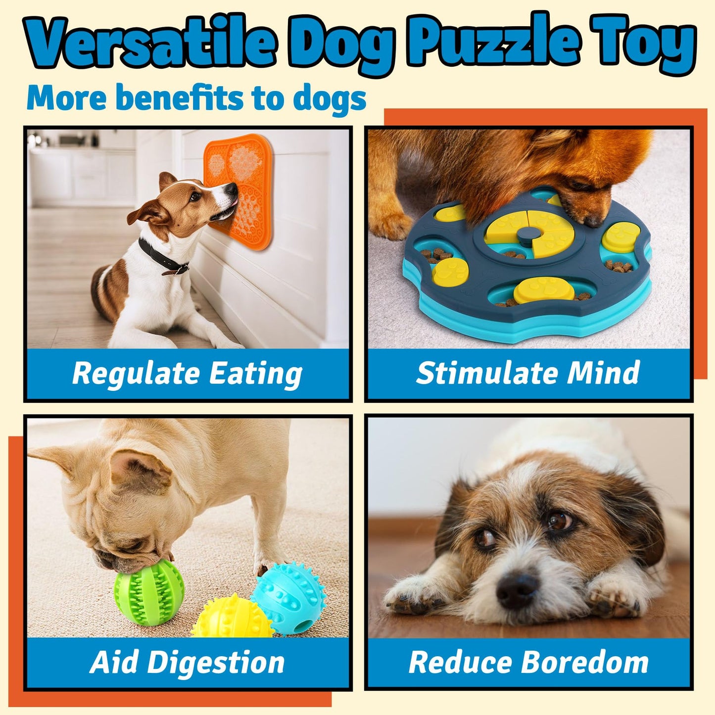 Forfon 9 Pack All-Around Dog Puzzle Toy Set -Mentally Stimulating Set