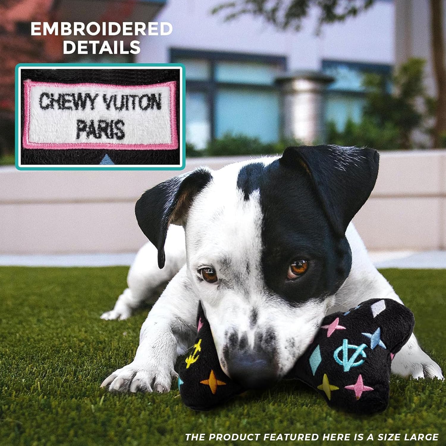 Haute Diggity Dog Chewy Vuiton Bones Plush Squeaky Dog Toys