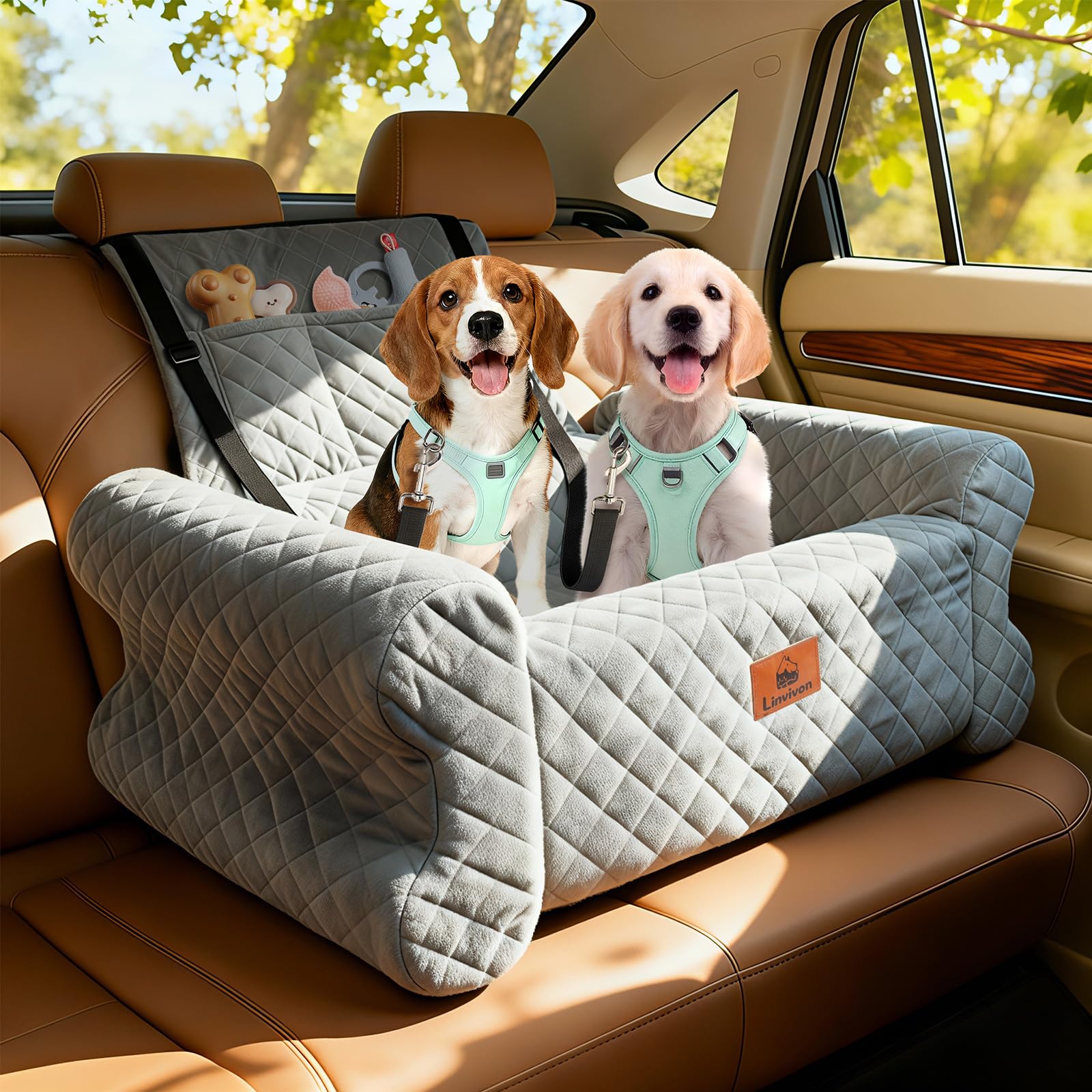 Dog Car Seat for Medium/Large Dogs up to Memory Foam Dog Booster Seat