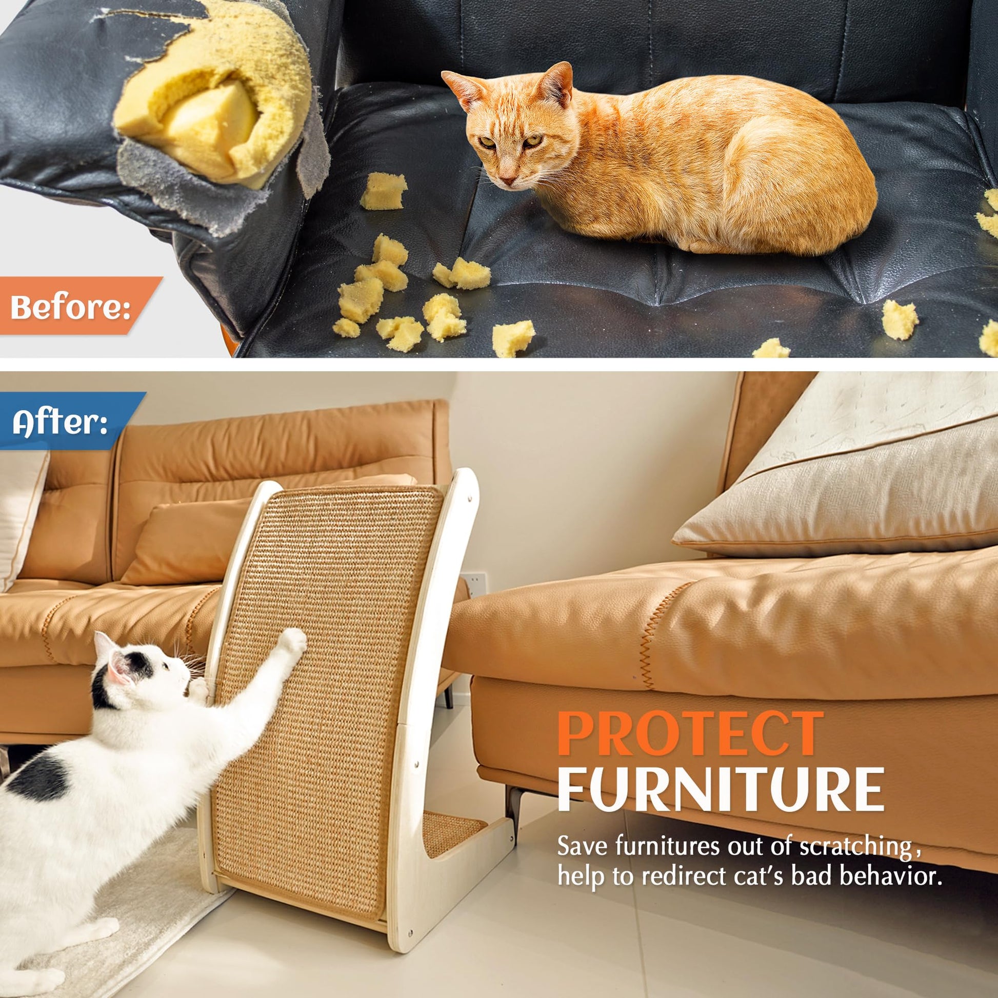 PETKARAY Cat Scratcher, Sisal Cat Scratch Pad, Curved Scratching Board
