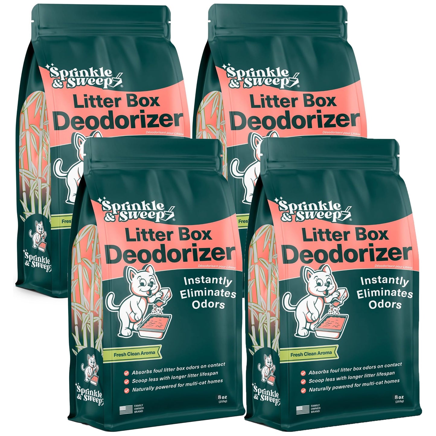 Sprinkle Sweep: Litter Box Deodorizer 4 Pack, Bags Cat Kitten Home Box