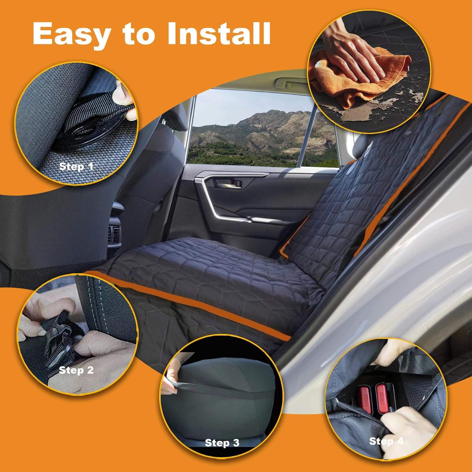 Reliadura Dog Seat Cover for Back Seat Waterproof Bench Seat Seat