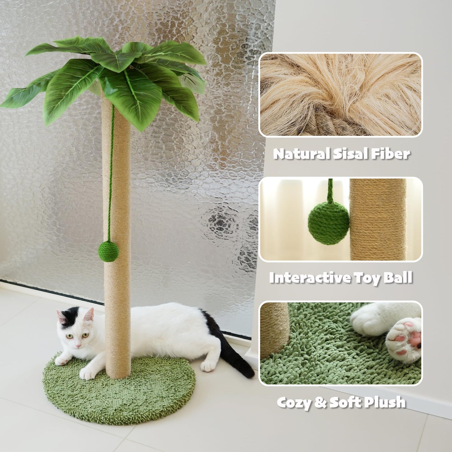 PETKARAY Cat Scratching Post, 36" Tall Palm Tree Cat Scratching Ball