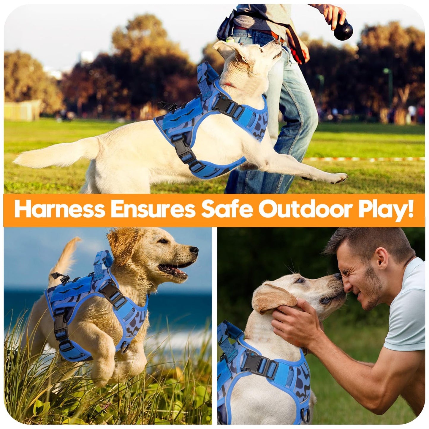 Heavy-Duty Tactical Dog Harness for Large Dogs, No Pull Harness