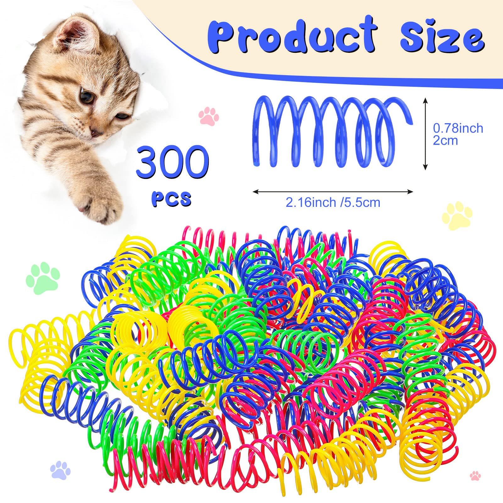 Yunsailing 300 Pcs Cat Spring Toy Cat Spiral Toys Interactive Toys