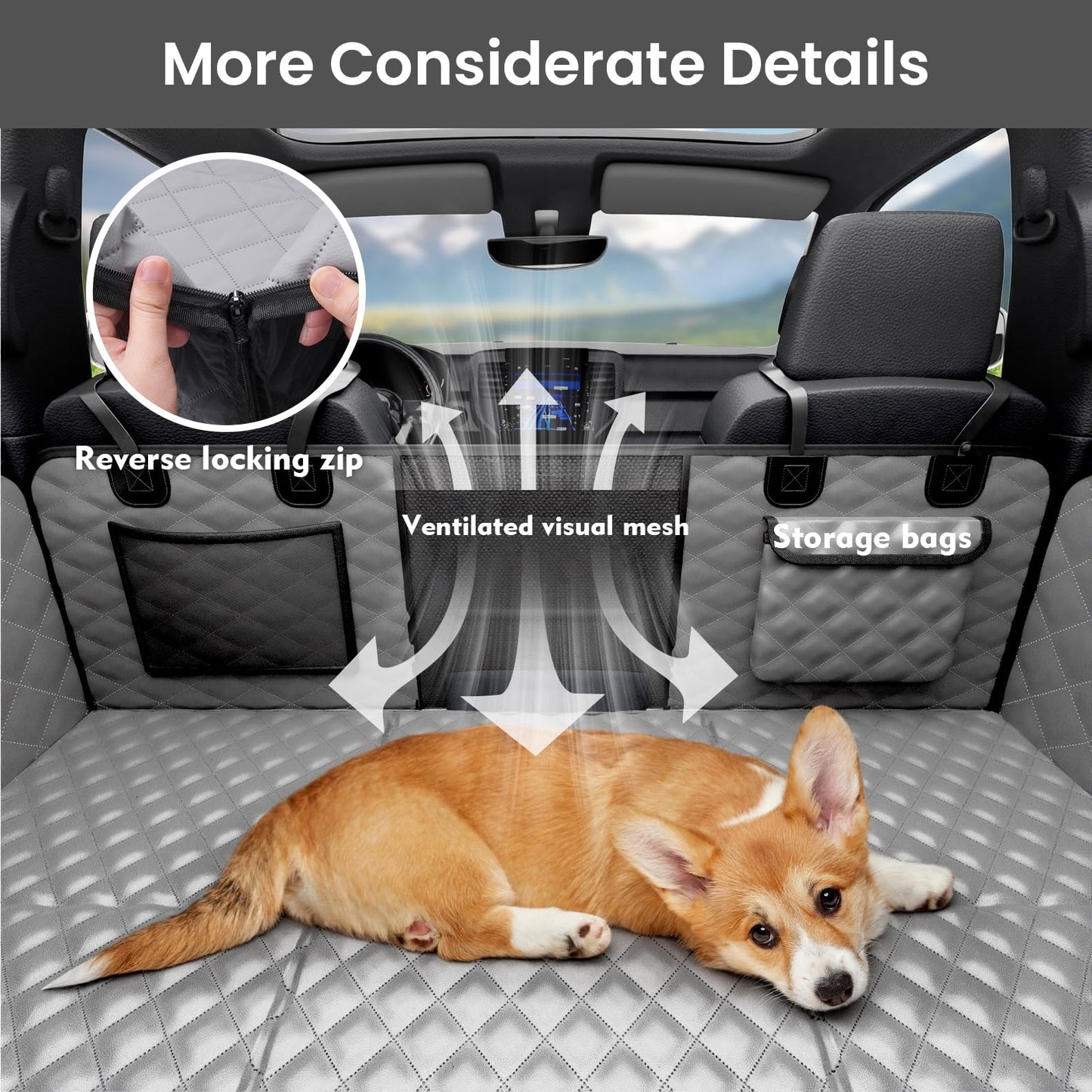 Back Seat Extender for Dogs 57 * Upgraded Sofa Leather Dog Car Seat