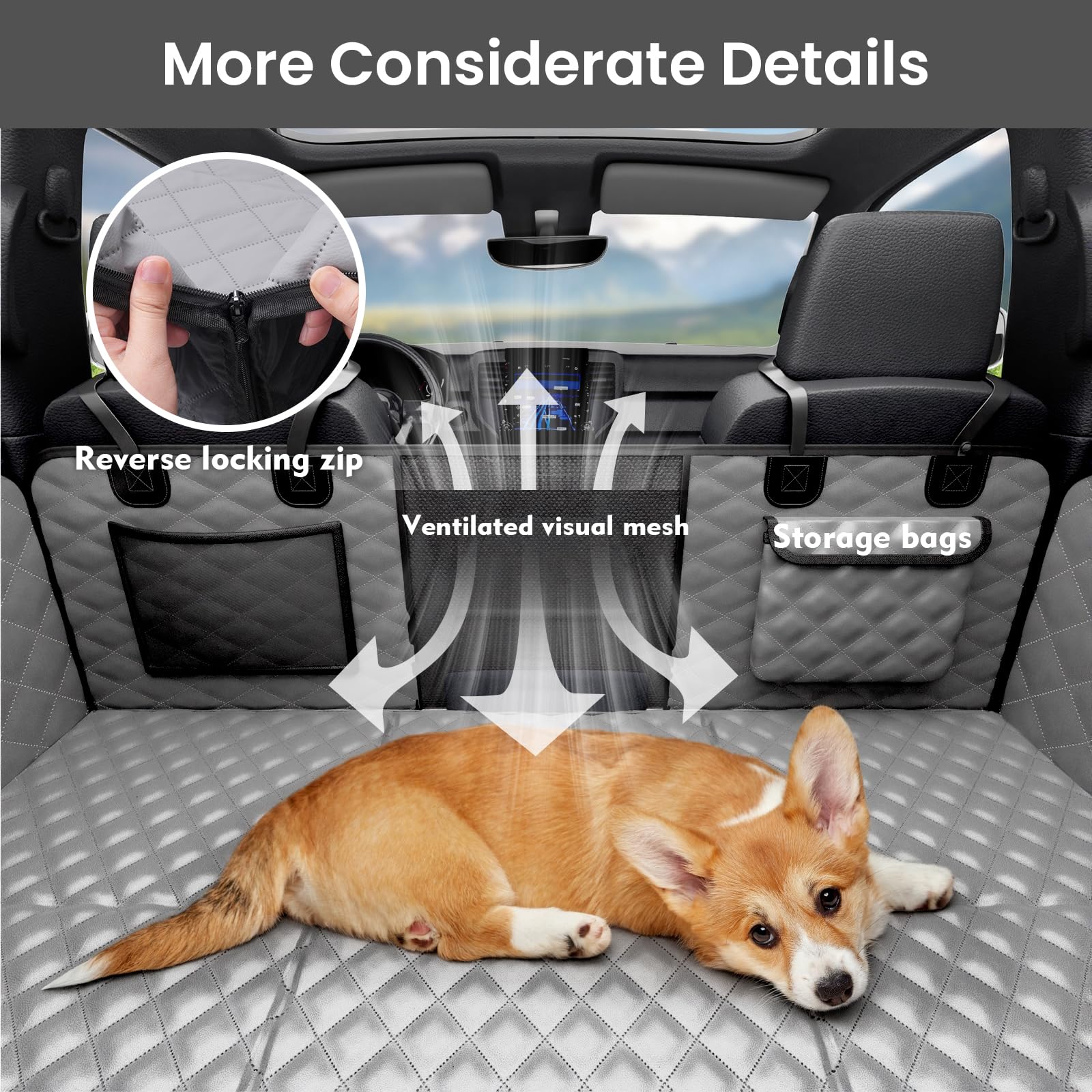 Back Seat Extender for Dogs 57 * Upgraded Sofa Leather Dog Car Seat