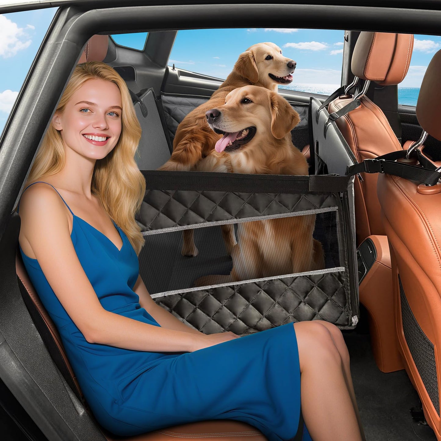 MIXJOY XL Dog Car Seat for Large Medium Dogs, Back Seat Extender Seat